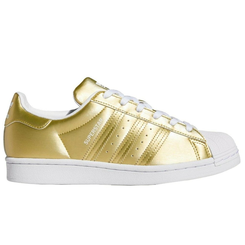 adidas Womens Superstar Satin Gold Metallic White FY1154 Sneaker Fashion Old OG